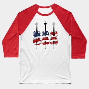 Cello USA Flag Cellist String Musician 4th July Baseball T-Shirt